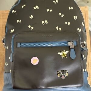 DISNEY X COACH Spooky Eyes Dark Fairytale Leather Backpack | Black & Blue